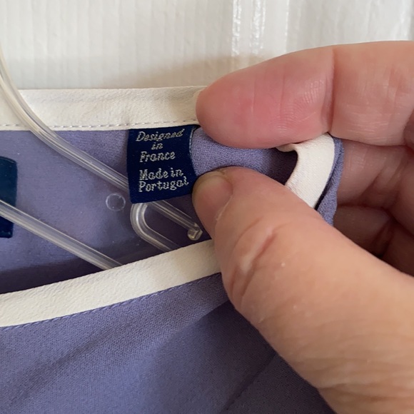 FACONNABLE SILK CORNFLOWER/IVORY BLOUSE with GREAT DETAILS SZ EUR 40, US 8 - Picture 3 of 9